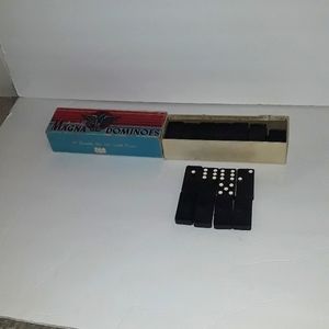 VINTAGE MAGNA DOUBLE SIX #225 WOOD DOMINOES IN BOX